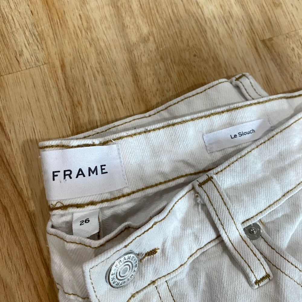 Frame Denim Straight Leg Jeans in Cream - Picture 5 of 13